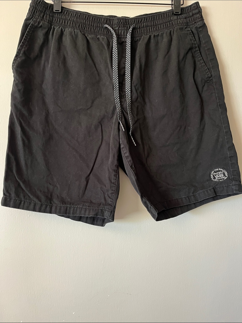 Vans Off the Wall Black Shorts with Checker Cord